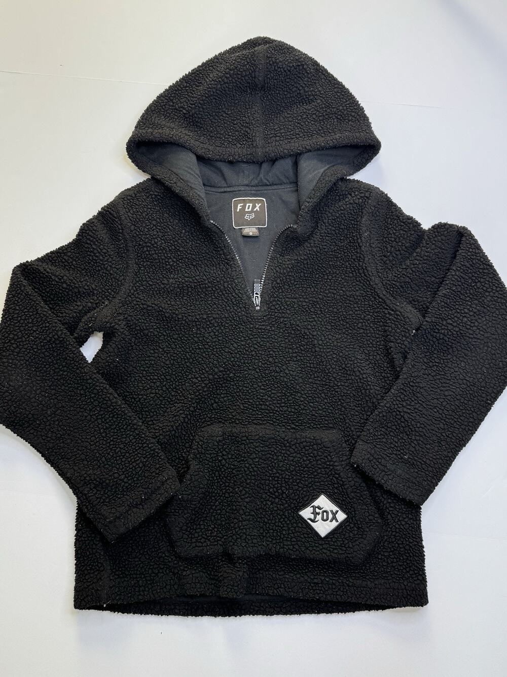 Fox Racing Sherpa Fleece Hoodie Womens Small Black 1/4 Zip Pullover Hooded